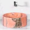 Rose Bahia Cylindrical Marble Sink - with a free marble soap dispenser