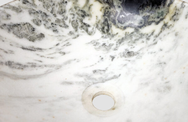 Exotic White Cylindrical Marble Sink - with a free marble soap dispenser - Image 3